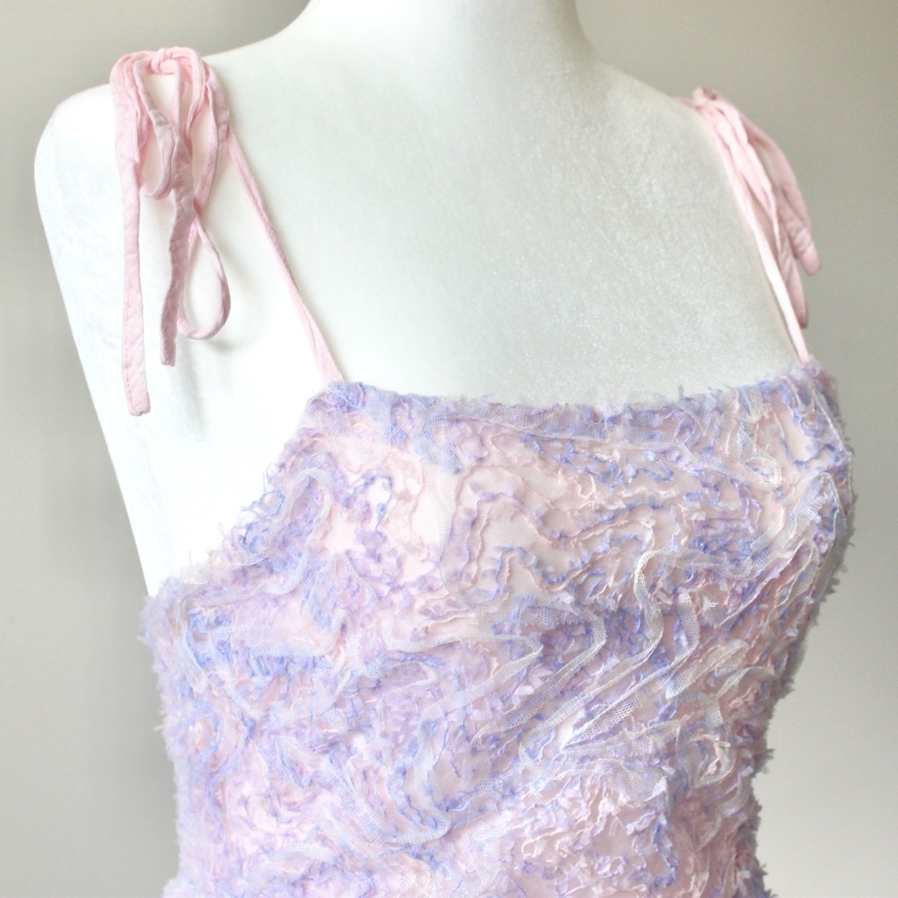 Vestique Pink Purple Textured Sleeveless Square Coquette Fairy Maxi Dress Small - Picture 3 of 8